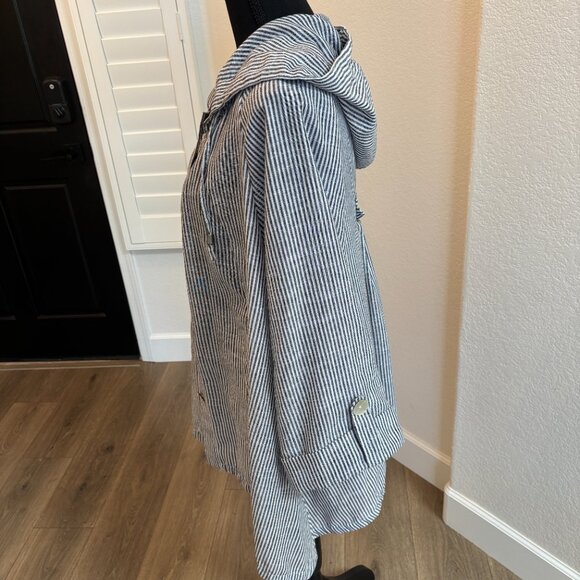 JNY Striped Linen Hoodie - Picture 4 of 9
